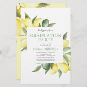 Budget Lemon Modern Afstudeerder Party 2023 Uitnod (Voorkant / Achterkant)