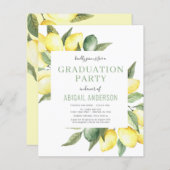 Budget Lemon Modern Afstudeerder Party 2023 Uitnod (Voorkant / Achterkant)