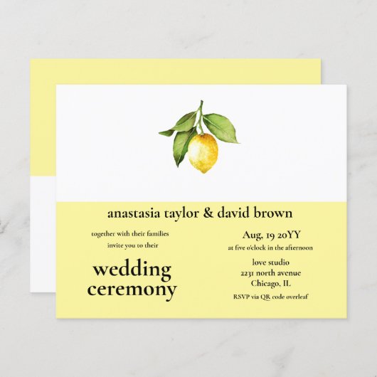 Budget Lemon QR Code Weddenschap (Voorkant / Achterkant)
