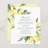 Budget Lemon Sweet Sixteen uitnodiging (Voorkant / Achterkant)