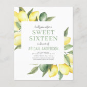 Budget Lemon Sweet Sixteen uitnodiging (Voorkant)