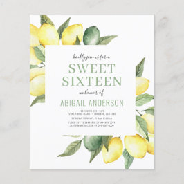 Budget Lemon Sweet Sixteen uitnodiging Flyer