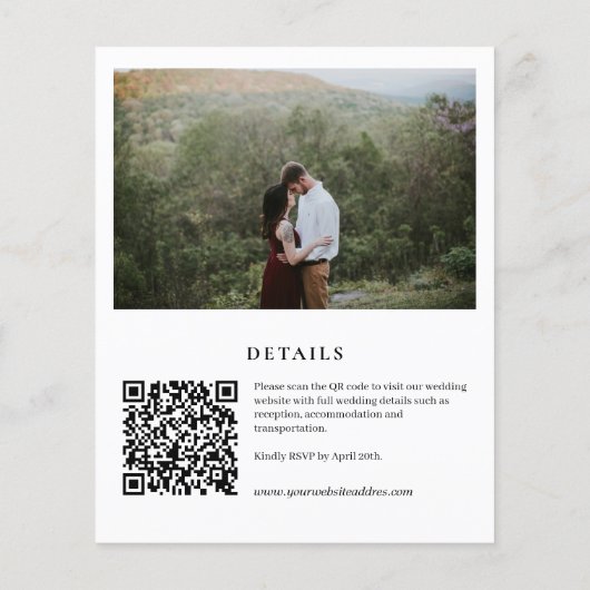 Budget Lemon Tree Foto QR Code Huwelijksuitnodigin (Achterkant)