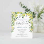 Budget Lemon Waterverf Baby shower Uitnodiging (Staand voorkant)