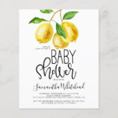 Budget Lemon Waterverf Baby shower Uitnodiging (Voorkant)