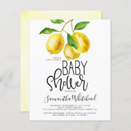 Budget Lemon Waterverf Baby shower Uitnodiging