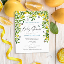 Budget Lemon Waterverf Baby shower Uitnodiging