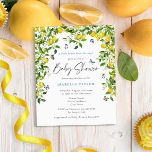 Budget Lemon Waterverf Baby shower Uitnodiging