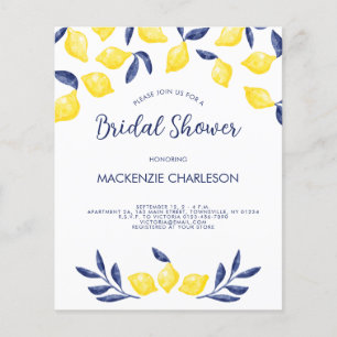 Budget Lemon Waterverf Bridal Shower Uitnodiging Flyer