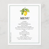 Budget Lemon Wedding Menu Flyer (Voorkant)