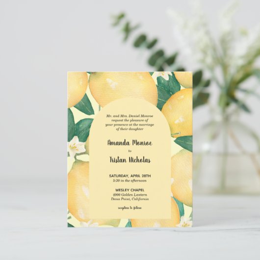 Budget Lemons Wedding All in One nodigt uit (Staand voorkant)