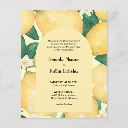 Budget Lemons Wedding All in One nodigt uit (Voorkant)