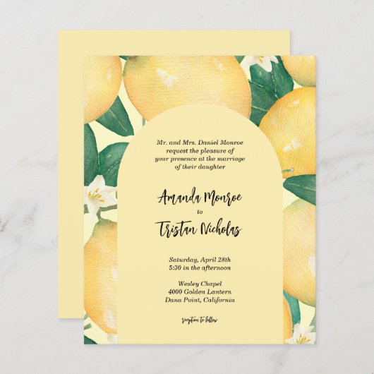 Budget Lemons Wedding All in One nodigt uit (Voorkant / Achterkant)