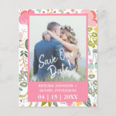 Budget lente bruiloft florroze foto bewaardatum flyer (Voorkant)