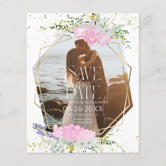 Budget Lente Foto Bruiloft Save The Date (Voorkant)