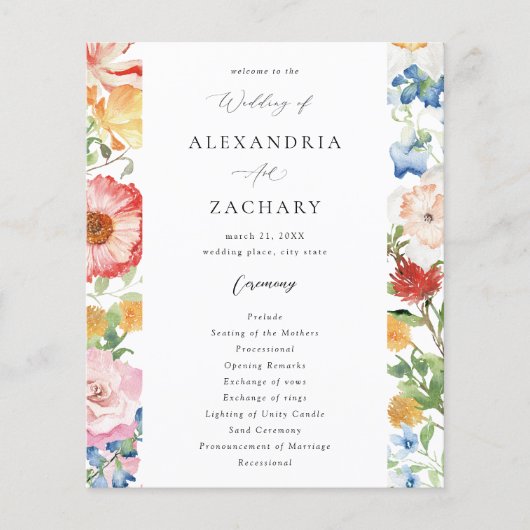 Budget lente MultiFloral bruiloft ceremonie progra (Voorkant)