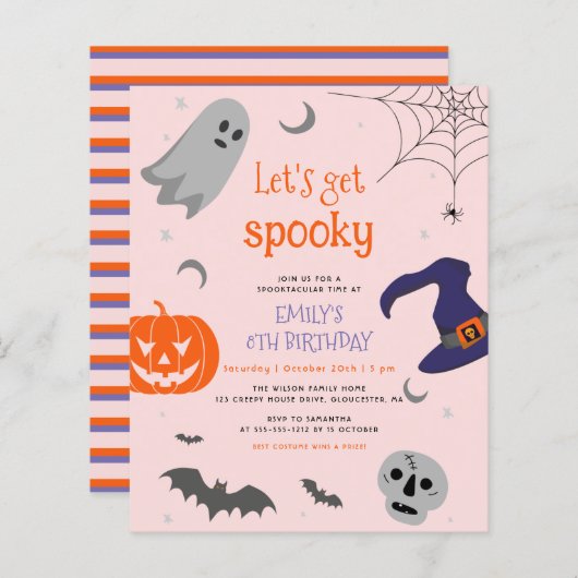 Budget Let's Get Spooky Halloween Cute Verjaardag (Voorkant / Achterkant)