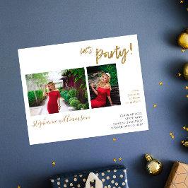 Budget Let's Party - Gold 2 Foto Graduation Party Flyer