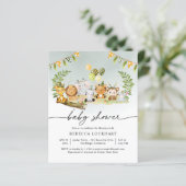 Budget Leuke Dierenjongen Baby shower Uitnodiging (Staand voorkant)