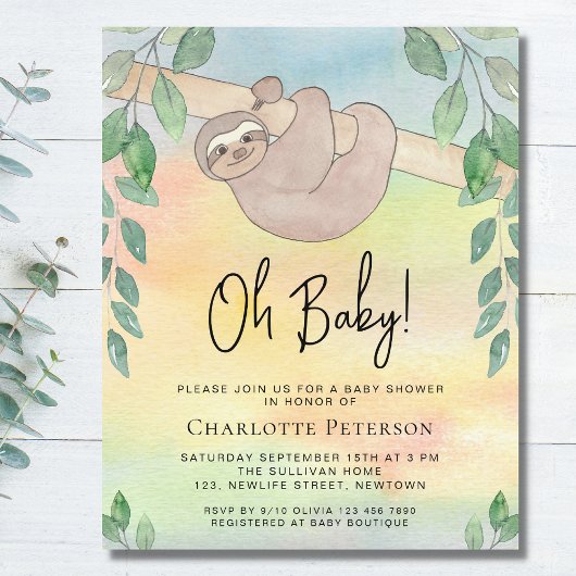Budget Leuke luiaard Baby shower Invitation