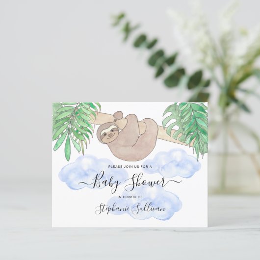 Budget Leuke luiaard Jongen's Baby shower Uitnodig (Staand voorkant)