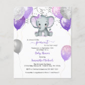 BUDGET Leuke Olifant Meisje Ballons Baby shower (Voorkant)