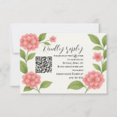 Budget Leuke Roze QR Code RSVP Kaart (Voorkant)