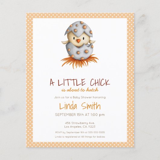 Budget Leuke Vogelluik Baby shower Uitnodiging (Voorkant)