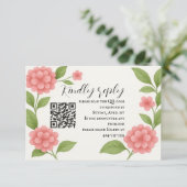 Budget Levendig Roze QR Code RSVP Kaart (Staand voorkant)
