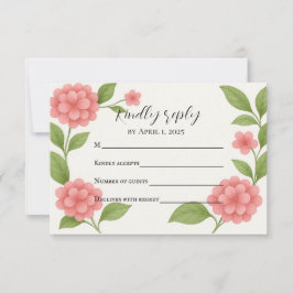 Budget Levendige Roze Hortensia RSVP Kaart