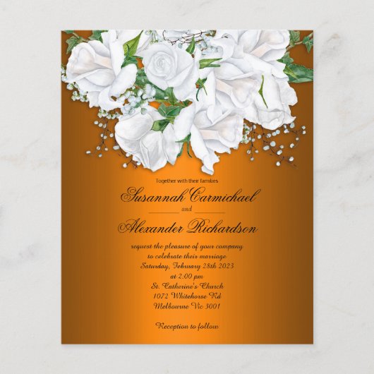 Budget Levendige Sinaasappel, Witte Bruids Rozen B Flyer (Voorkant)