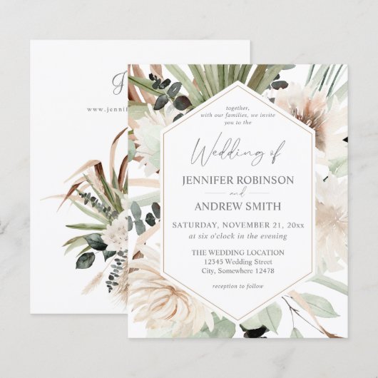 Budget LG Tekst Boho Eucalyptus Palm Floral Weddin (Voorkant / Achterkant)