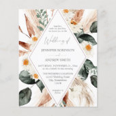 Budget LG Text Boho Copper Floral 3 Wedding Flyer (Voorkant)