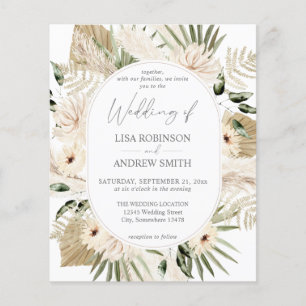 Budget LG Text Boho Pampas Gras Bloemige Trouwdag Flyer