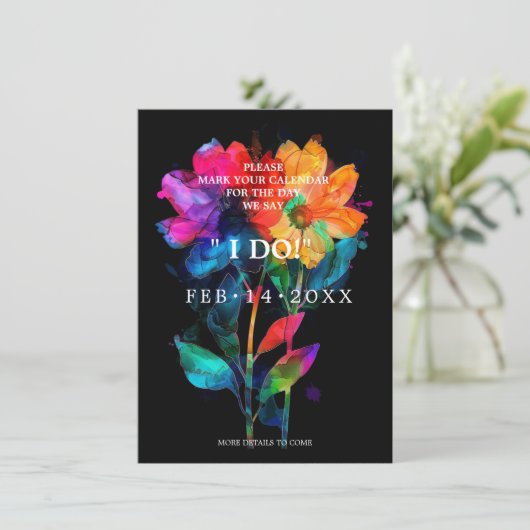 Budget🌈 LGBTQ Bloemen en Pride Save The Date (Staand voorkant)