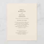 BUDGET Licht BEIGE Monochroom Bruiloft Flyer (Achterkant)
