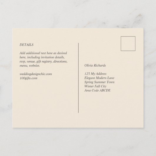BUDGET Licht BEIGE Monochroom Trouwen Briefkaart (Achterkant)