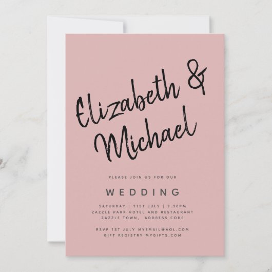 BUDGET Licht Roze Roze Monochroom Trouwfeest Kaart (Voorkant)