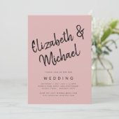 BUDGET Licht Roze Roze Monochroom Trouwfeest Kaart (Staand voorkant)