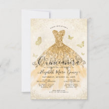 Budget Lichtgeel Goud Glitter Gown Quinceanera