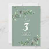 Budget lichtgroene eucalyptus elegante trouwtafel kaart (Achterkant)