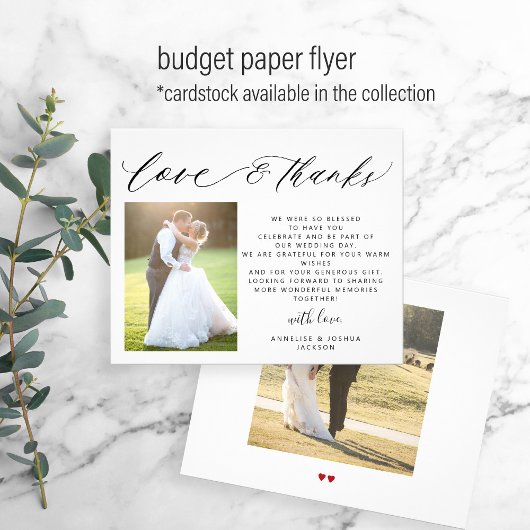 Budget liefde dank script foto bruiloft dank je flyer