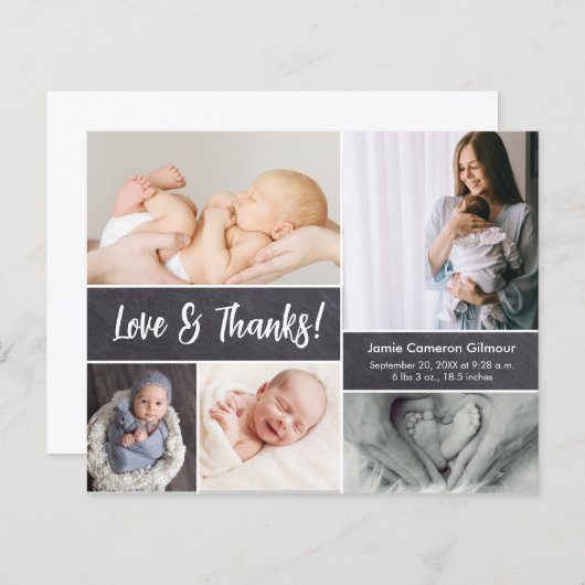 Budget Liefde en Bedankt Fotocollage Baby shower (Voorkant / Achterkant)