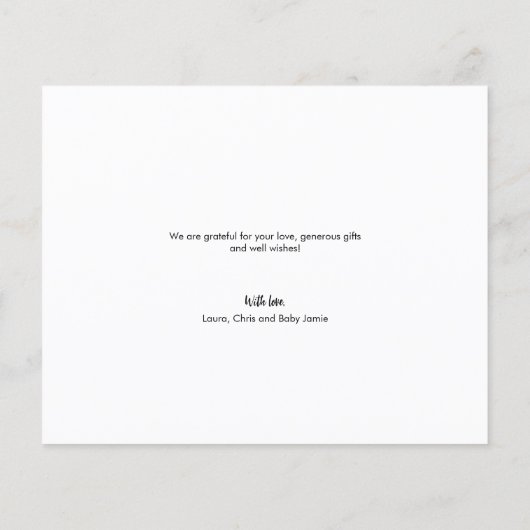 Budget Liefde en Bedankt Fotocollage Baby shower (Achterkant)