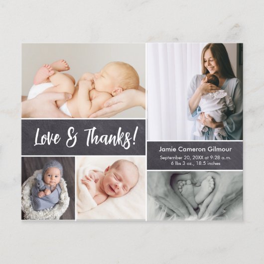Budget Liefde en Bedankt Fotocollage Baby shower (Voorkant)