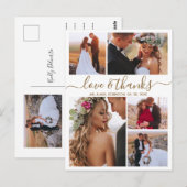 Budget Liefde en Dank Collage Trouw Dankjewel Briefkaart (Voorkant / Achterkant)