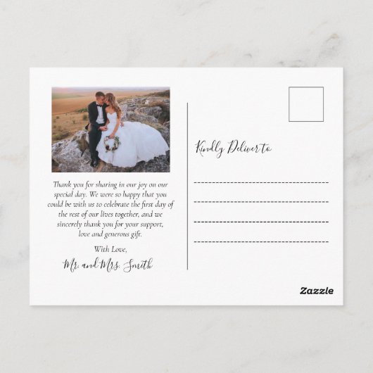 Budget Liefde en Dank Collage Trouw Trouwkaart Bed Briefkaart (Achterkant)