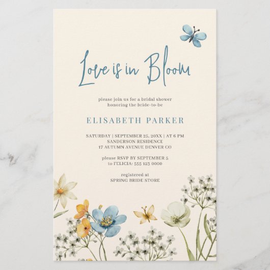 Budget liefde in bloei bruids douche uitnodiging briefpapier (Voorkant)