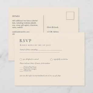BUDGET Light BEIGE Monochrome bruiloft Briefkaart