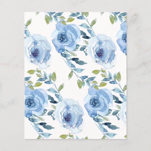 Budget Light Blue Floral Photo Weduwnaar Save Date (Achterkant)